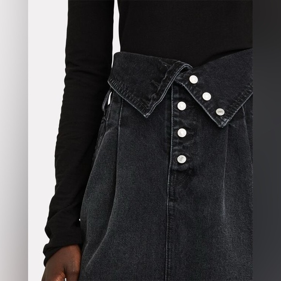 Re/Done 80’s Black Denim Fold-over Waist Skirt Size 26 - Picture 4 of 7